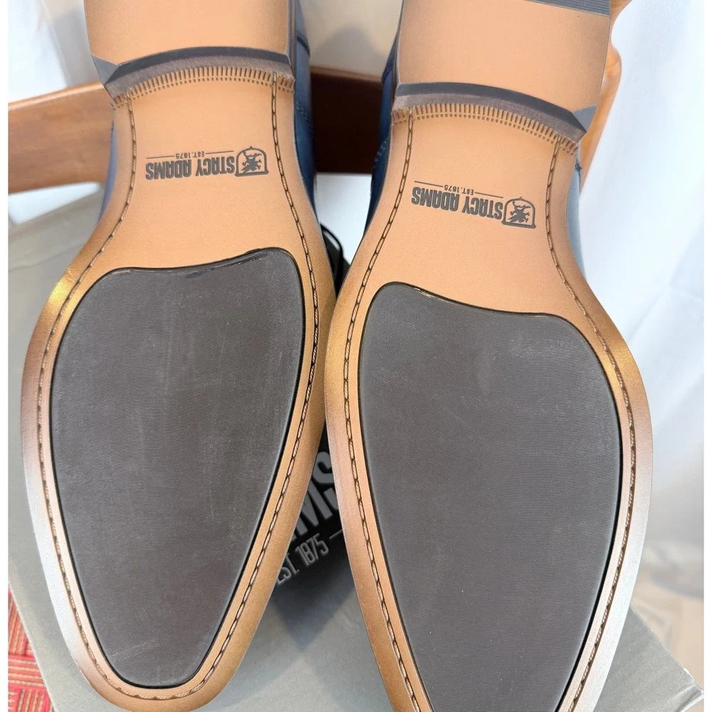 Stacy Adams Kallum 25568 Mens 10M Navy Cap Toe Oxford Dress Shoes New Box